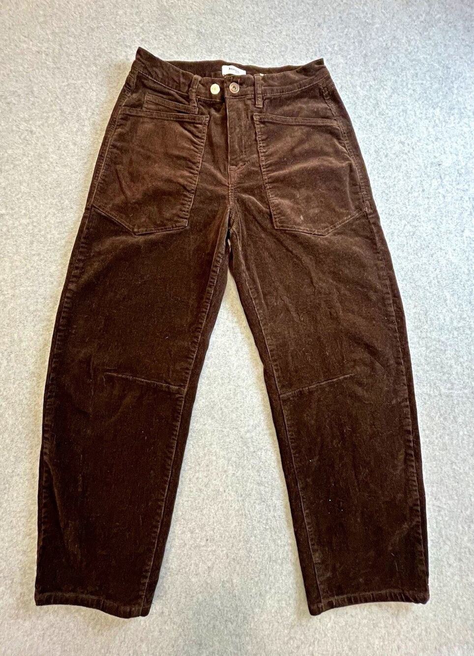 Kensie Jeans Womens Brown Corduroy High Rise Barrel Tapered Pants Pockets 6x28